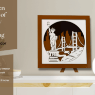 Wooden Statue of Liberty wall art displayed on wooden wall interior, modern home decor accent