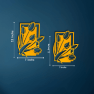 Golden tulip wall art with size labels 11x7 inches