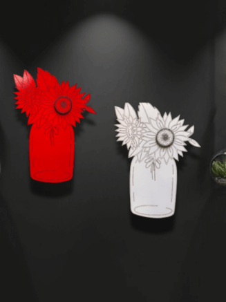 Modern Dual Floral Wall Art — Handcrafted Wooden | Craftscy