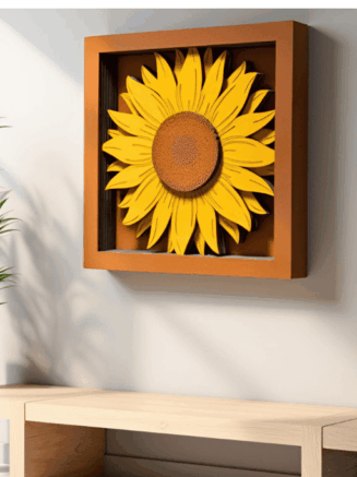 Handcrafted Wooden Sunflower Wall Art | 3D Floral Home Décor