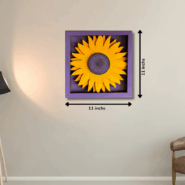 3D sunflower wall art showing 11 x 11 inch dimensions