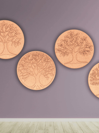 Handcrafted Etched Tree Wooden Coasters – Rustic Nature-Inspired Table Decor (Set of 4)