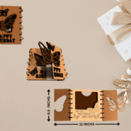 Collage of handcrafted butterfly birthday card used in gift setups and decorative arrangements