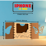 Butterfly wooden birthday card size comparison showing 5 x 5 inch dimensions