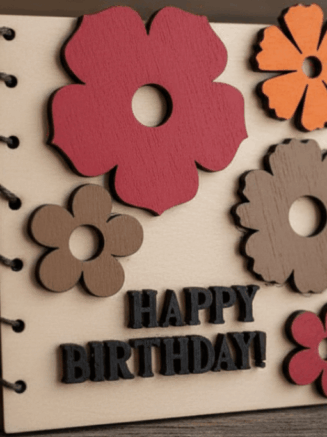 Handcrafted Wooden Birthday Gift – Rustic Floral Décor