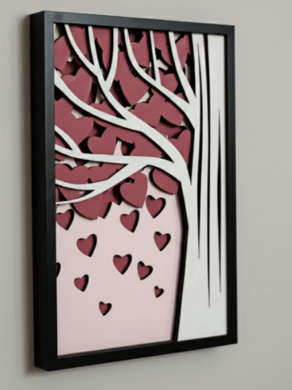 Love Tree Wooden Wall Art – 5-Layered Heart Design Home Décor