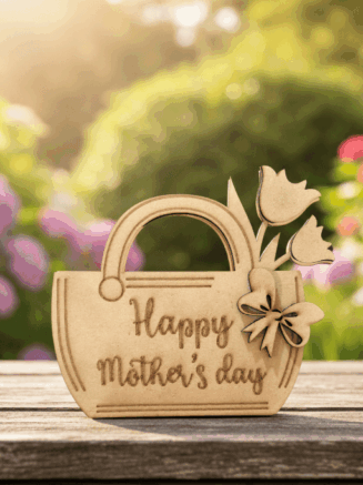Handcrafted Wooden Mother’s Day Plaque – Floral Handbag Design Home Decor Gif