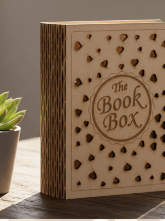 Wooden book box decorative storage with heart cut design for home decor
