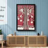 Love Tree wooden wall hanging displayed as modern home décor in living room