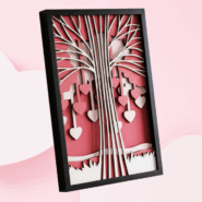 Love Tree wooden wall hanging with heart design handcrafted from natural wood