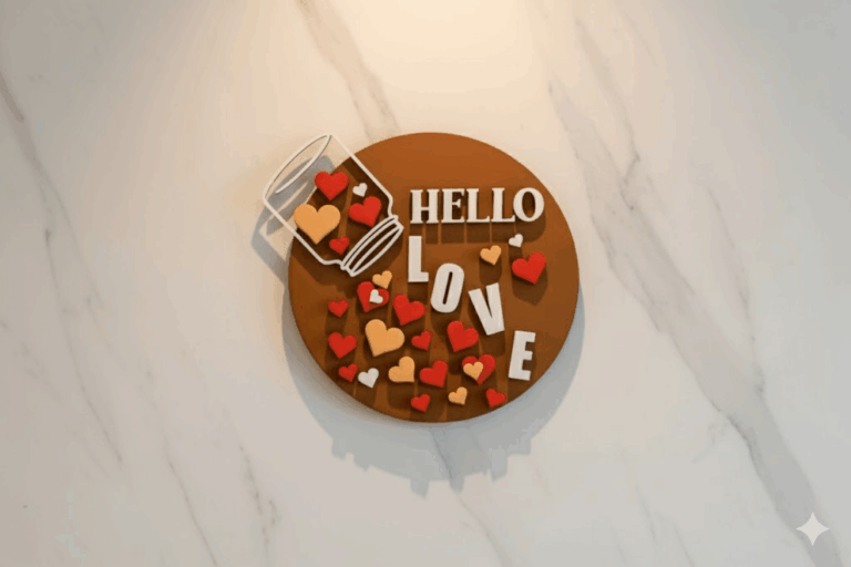 Hello Love Wooden Round Wall Art